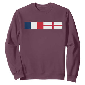 France England Dual Flag Graphic Sweatshirt Anglo English French Heritage Mixed Roots Pride Match Day TS02 Maroon Print Your Wear