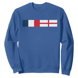 France England Dual Flag Graphic Sweatshirt Anglo English French Heritage Mixed Roots Pride Match Day TS02 Royal Blue Print Your Wear