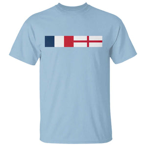 France England Dual Flag Graphic T Shirt Anglo English French Heritage Mixed Roots Pride Match Day TS02 Light Blue Print Your Wear