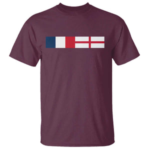 France England Dual Flag Graphic T Shirt Anglo English French Heritage Mixed Roots Pride Match Day TS02 Maroon Print Your Wear
