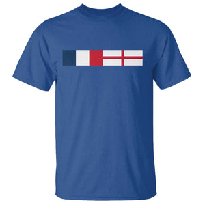 France England Dual Flag Graphic T Shirt Anglo English French Heritage Mixed Roots Pride Match Day TS02 Royal Blue Print Your Wear