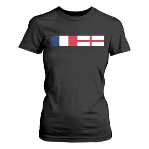 France England Dual Flag Graphic T Shirt For Women Anglo English French Heritage Mixed Roots Pride Match Day TS02 Black Print Your Wear