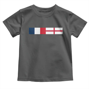 France England Dual Flag Graphic Toddler T Shirt Anglo English French Heritage Mixed Roots Pride Match Day TS02 Dark Heather Print Your Wear
