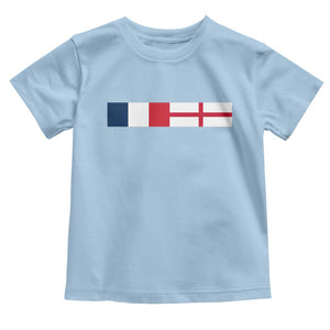 France England Dual Flag Graphic Toddler T Shirt Anglo English French Heritage Mixed Roots Pride Match Day TS02 Light Blue Print Your Wear