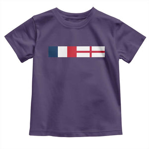 France England Dual Flag Graphic Toddler T Shirt Anglo English French Heritage Mixed Roots Pride Match Day TS02 Purple Print Your Wear