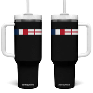 France England Dual Flag Graphic Tumbler With Handle Anglo English French Heritage Mixed Roots Pride Match Day TS02 One Size: 40 oz Black Print Your Wear