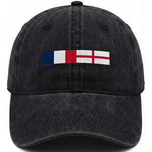 France England Dual Flag Graphic Washed Cotton Baseball Cap Anglo English French Heritage Mixed Roots Pride Match Day TS02 Print Your Wear