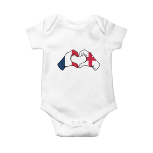 Proud Fance England Heritage Hand Heart Graphic Baby Onesie French English Anglo Roots Cross Border Love Unity TS02 White Print Your Wear