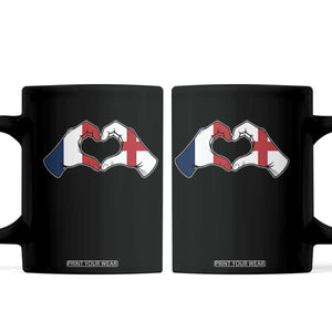 Proud Fance England Heritage Hand Heart Graphic Coffee Mug French English Anglo Roots Cross Border Love Unity TS02 Black Print Your Wear