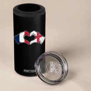 Proud Fance England Heritage Hand Heart Graphic 4 in 1 Can Cooler Tumbler French English Anglo Roots Cross Border Love Unity TS02 Print Your Wear