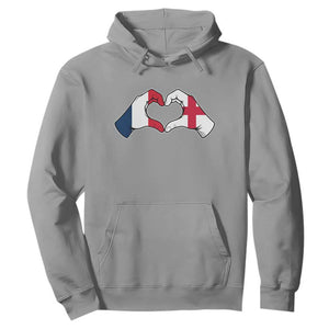 Proud Fance England Heritage Hand Heart Graphic Hoodie French English Anglo Roots Cross Border Love Unity