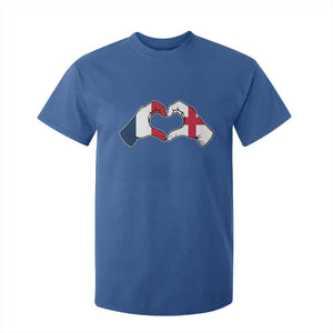 Proud Fance England Heritage Hand Heart Graphic T Shirt For Kid French English Anglo Roots Cross Border Love Unity
