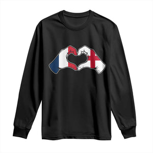 Proud Fance England Heritage Hand Heart Graphic Long Sleeve Shirt French English Anglo Roots Cross Border Love Unity