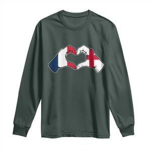 Proud Fance England Heritage Hand Heart Graphic Long Sleeve Shirt French English Anglo Roots Cross Border Love Unity
