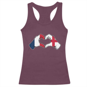 Proud Fance England Heritage Hand Heart Graphic Racerback Tank Top French English Anglo Roots Cross Border Love Unity TS02 Maroon Print Your Wear