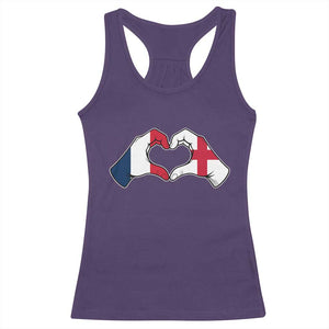 Proud Fance England Heritage Hand Heart Graphic Racerback Tank Top French English Anglo Roots Cross Border Love Unity TS02 Purple Print Your Wear