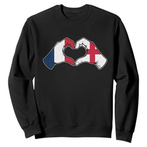 Proud Fance England Heritage Hand Heart Graphic Sweatshirt French English Anglo Roots Cross Border Love Unity