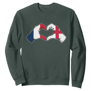 Proud Fance England Heritage Hand Heart Graphic Sweatshirt French English Anglo Roots Cross Border Love Unity
