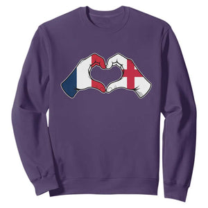 Proud Fance England Heritage Hand Heart Graphic Sweatshirt French English Anglo Roots Cross Border Love Unity