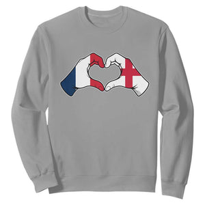 Proud Fance England Heritage Hand Heart Graphic Sweatshirt French English Anglo Roots Cross Border Love Unity