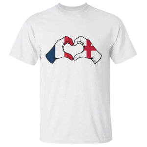 Proud Fance England Heritage Hand Heart Graphic T Shirt French English Anglo Roots Cross Border Love Unity