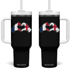 Proud Fance England Heritage Hand Heart Graphic Tumbler With Handle French English Anglo Roots Cross Border Love Unity TS02 One Size: 40 oz Black Print Your Wear