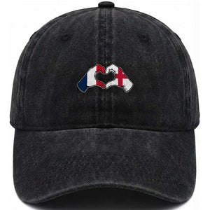 Proud Fance England Heritage Hand Heart Graphic Washed Cotton Baseball Cap French English Anglo Roots Cross Border Love Unity TS02 Print Your Wear
