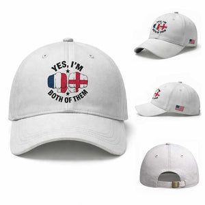 Yes Im Both Of Them France England Flag Fists Graphic Baseball Cap French English Anglo Dual Pride Heritage TS02 Baseball Cap Universal Fit White Print Your Wear