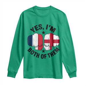 Yes Im Both Of Them France England Flag Fists Graphic Long Sleeve Shirt French English Anglo Dual Pride Heritage