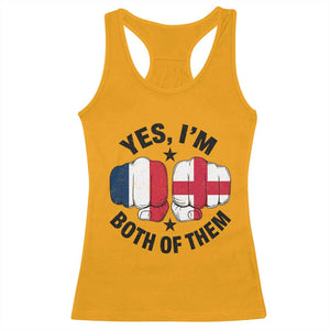 Yes Im Both Of Them France England Flag Fists Graphic Racerback Tank Top French English Anglo Dual Pride Heritage