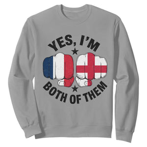 Yes Im Both Of Them France England Flag Fists Graphic Sweatshirt French English Anglo Dual Pride Heritage