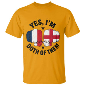 Yes Im Both Of Them France England Flag Fists Graphic T Shirt French English Anglo Dual Pride Heritage