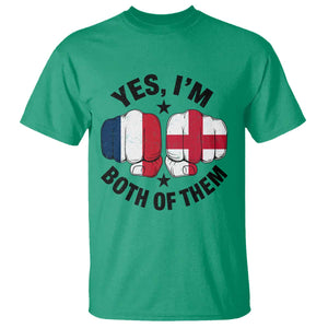 Yes Im Both Of Them France England Flag Fists Graphic T Shirt French English Anglo Dual Pride Heritage