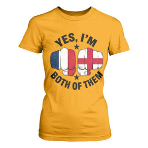 Yes Im Both Of Them France England Flag Fists Graphic T Shirt For Women French English Anglo Dual Pride Heritage