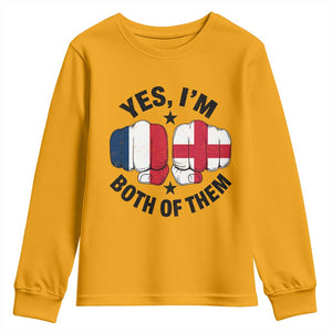 Yes Im Both Of Them France England Flag Fists Graphic Youth Sweatshirt French English Anglo Dual Pride Heritage