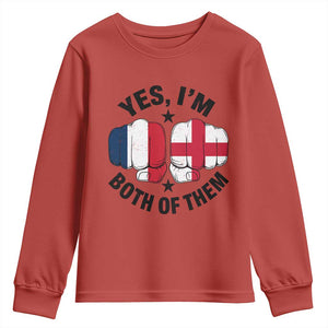 Yes Im Both Of Them France England Flag Fists Graphic Youth Sweatshirt French English Anglo Dual Pride Heritage