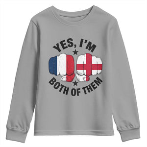 Yes Im Both Of Them France England Flag Fists Graphic Youth Sweatshirt French English Anglo Dual Pride Heritage