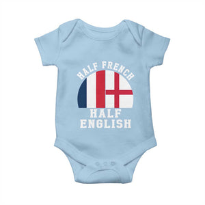 Half French Half English Split Flag Graphic Baby Onesie Patriotic Anglo England France Dual Heritage DNA Ancestry TS02 Light Blue Print Your Wear