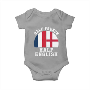Half French Half English Split Flag Graphic Baby Onesie Patriotic Anglo England France Dual Heritage DNA Ancestry TS02 Sport Gray Print Your Wear