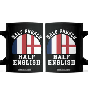 Half French Half English Split Flag Graphic Coffee Mug Patriotic Anglo England France Dual Heritage DNA Ancestry TS02 Black Print Your Wear