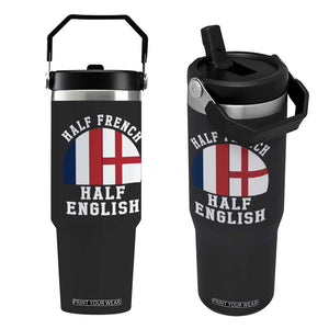 Half French Half English Split Flag Graphic Flip Straw Tumbler Patriotic Anglo England France Dual Heritage DNA Ancestry TS02 One Size: 30 oz Black Print Your Wear