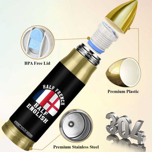 Half French Half English Split Flag Graphic Bullet Tumbler Patriotic Anglo England France Dual Heritage DNA Ancestry TS02 Print Your Wear