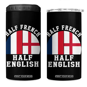 Half French Half English Split Flag Graphic 4 in 1 Can Cooler Tumbler Patriotic Anglo England France Dual Heritage DNA Ancestry TS02 One Size: 16 oz Black Print Your Wear