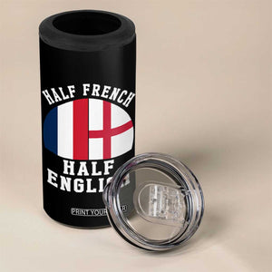 Half French Half English Split Flag Graphic 4 in 1 Can Cooler Tumbler Patriotic Anglo England France Dual Heritage DNA Ancestry TS02 Print Your Wear