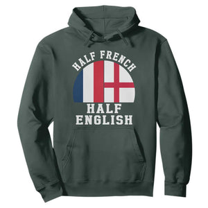 Half French Half English Split Flag Graphic Hoodie Patriotic Anglo England France Dual Heritage DNA Ancestry