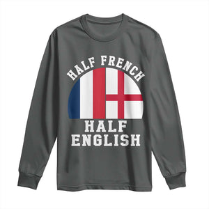 Half French Half English Split Flag Graphic Long Sleeve Shirt Patriotic Anglo England France Dual Heritage DNA Ancestry