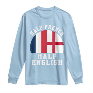 Half French Half English Split Flag Graphic Long Sleeve Shirt Patriotic Anglo England France Dual Heritage DNA Ancestry