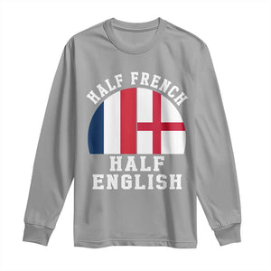 Half French Half English Split Flag Graphic Long Sleeve Shirt Patriotic Anglo England France Dual Heritage DNA Ancestry