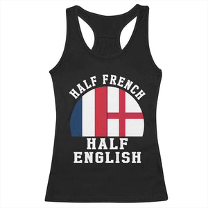 Half French Half English Split Flag Graphic Racerback Tank Top Patriotic Anglo England France Dual Heritage DNA Ancestry TS02 Black Print Your Wear