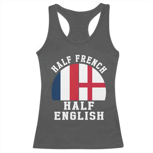 Half French Half English Split Flag Graphic Racerback Tank Top Patriotic Anglo England France Dual Heritage DNA Ancestry TS02 Dark Heather Print Your Wear